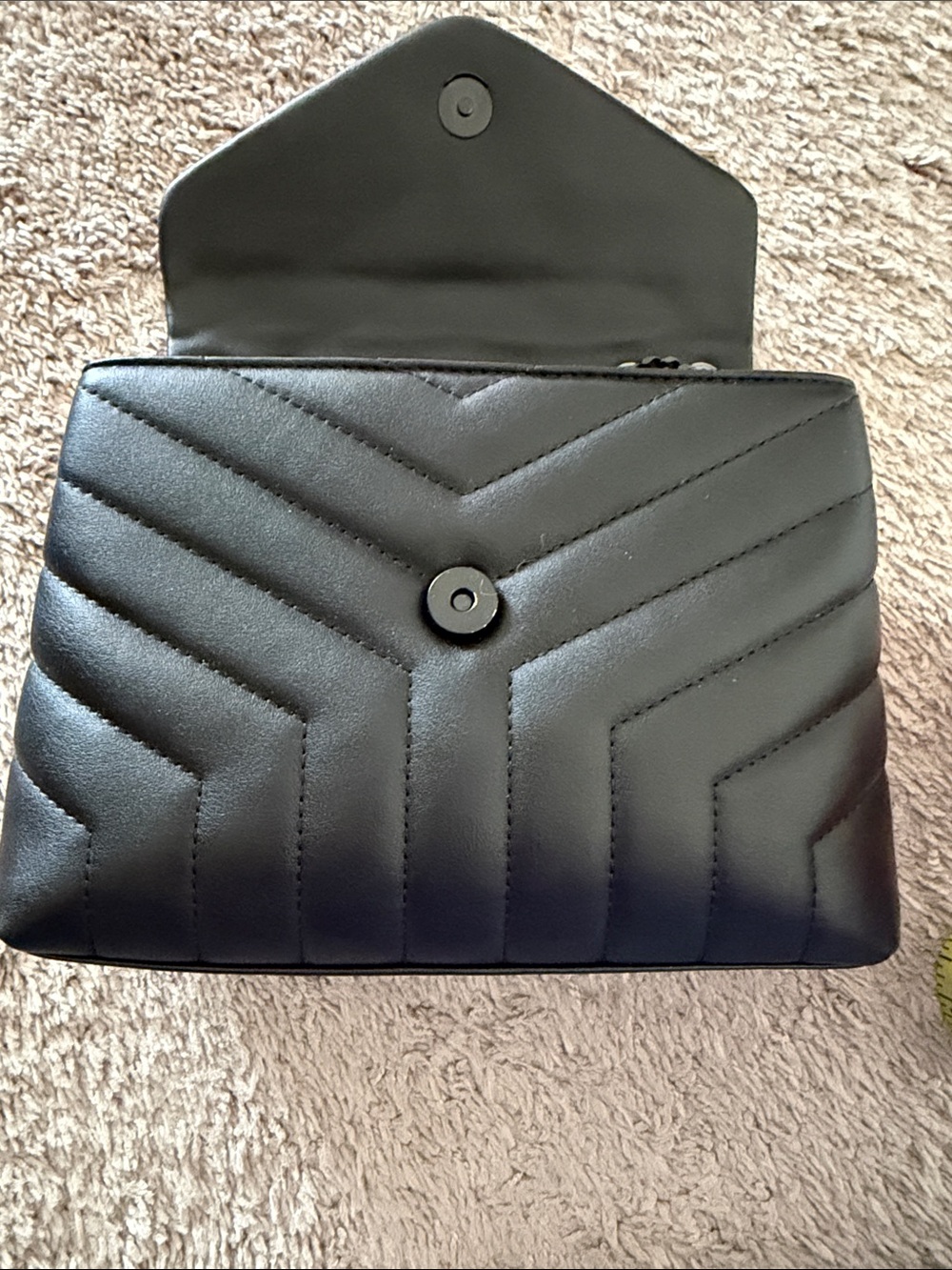 Saint  Black Quilted Matelassé Shoulder Bag with Tonal YSL - Picture 7 of 7